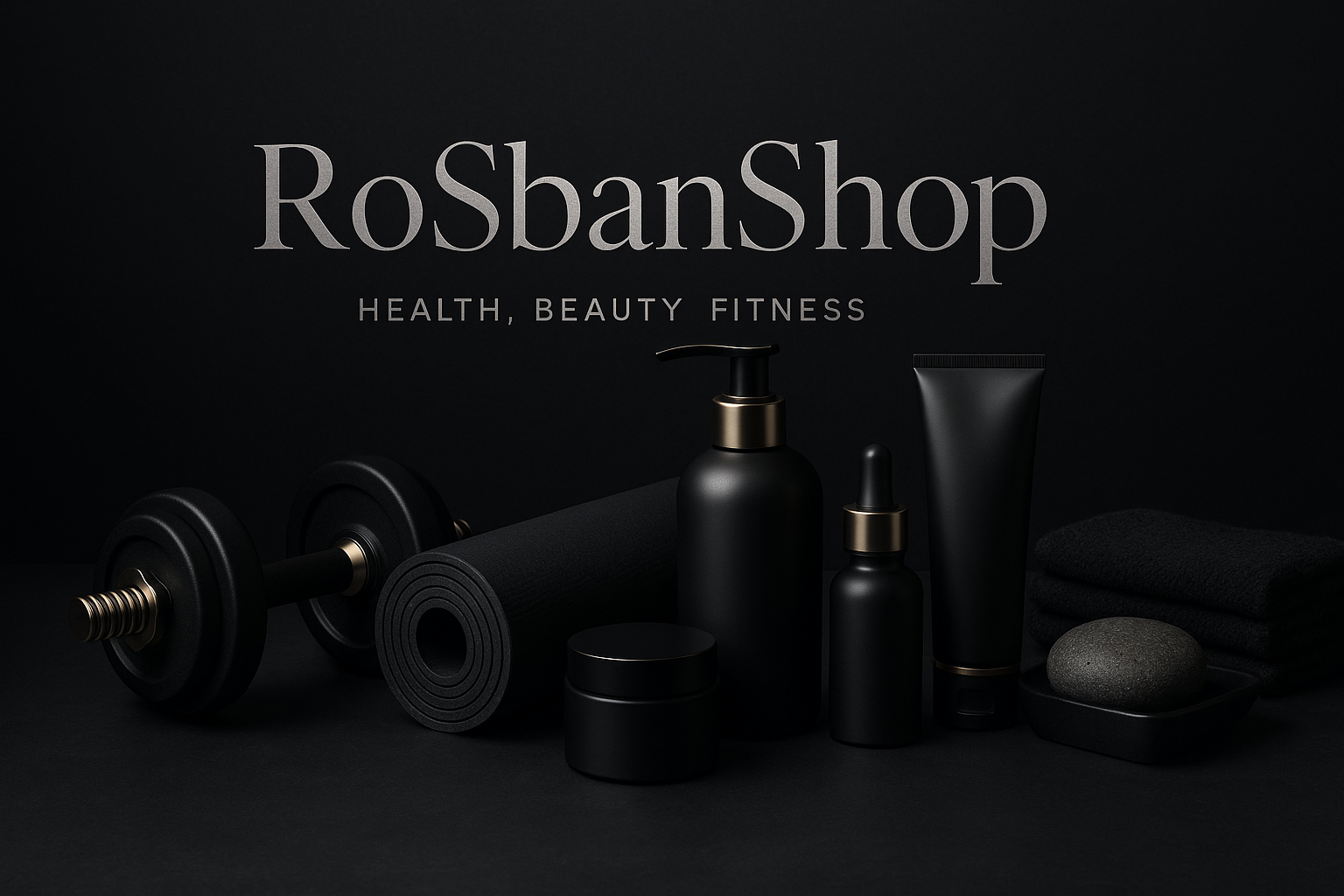 salud y belleza fitnes y estetica obscura y elegante moderna con el nombre de RoSbanShop